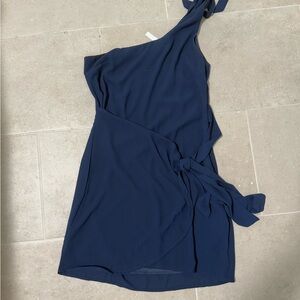 Lucy in the Sky Blue Mini One Shoulder Ruched Cocktail Dress